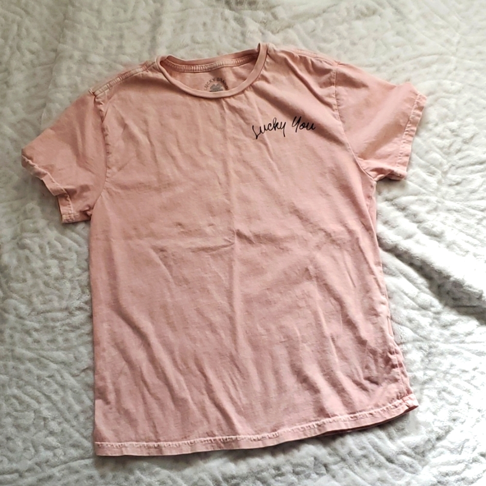 Lucky Brand Re-Issue Distressed Pink T-shirt